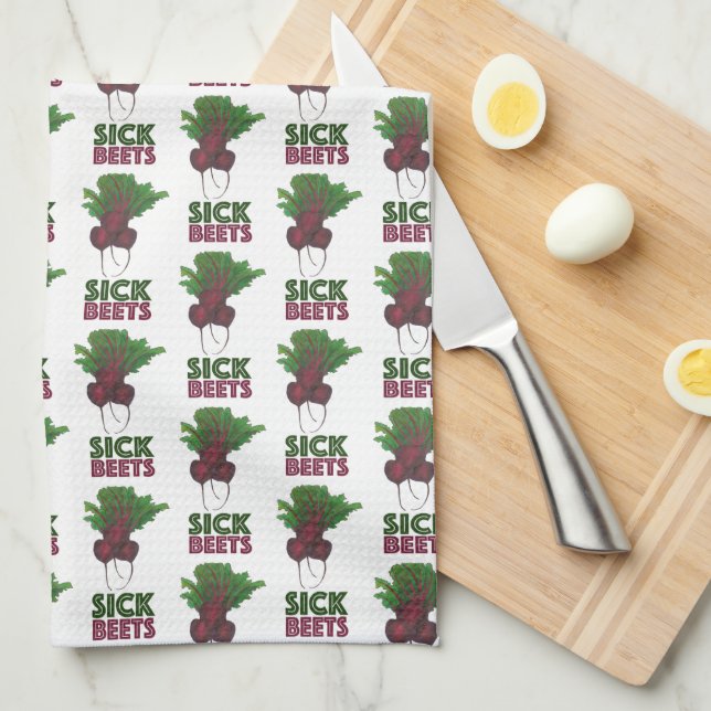 Sick Beets (Beats) Red Beet Vegetarian Gardening Tea Towel (Quarter Fold)