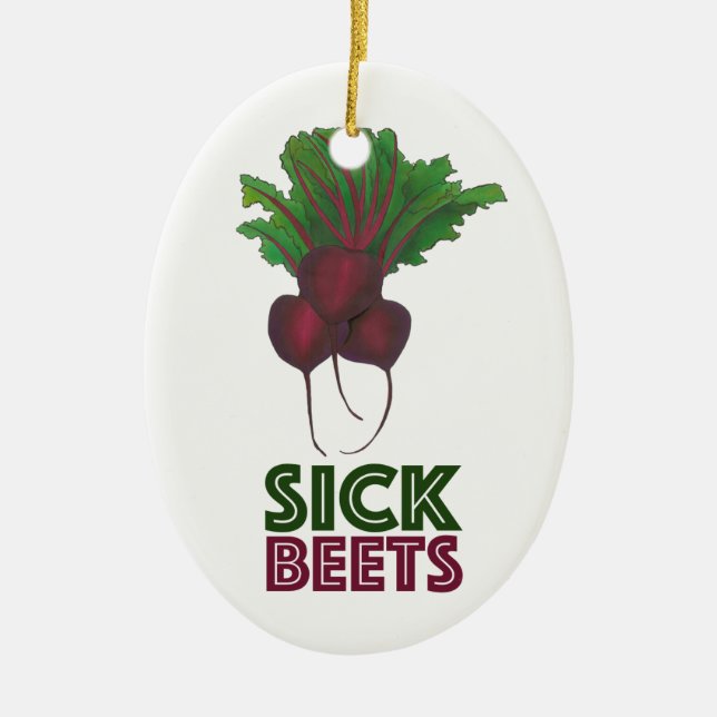 Sick Beets (Beats) Red Bunch Vegetable Garden Food Ceramic Tree Decoration (Front)