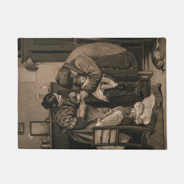 Sick Child Supported by Her Father and Mother Doormat (Front)
