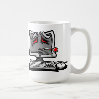 Sick Computer with Virus Cartoon Coffee Mug