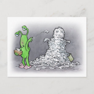 sick day snowman postcard