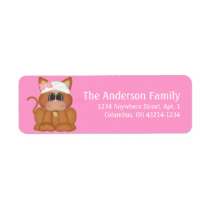 Sick Kitty Cat Return Address Labels
