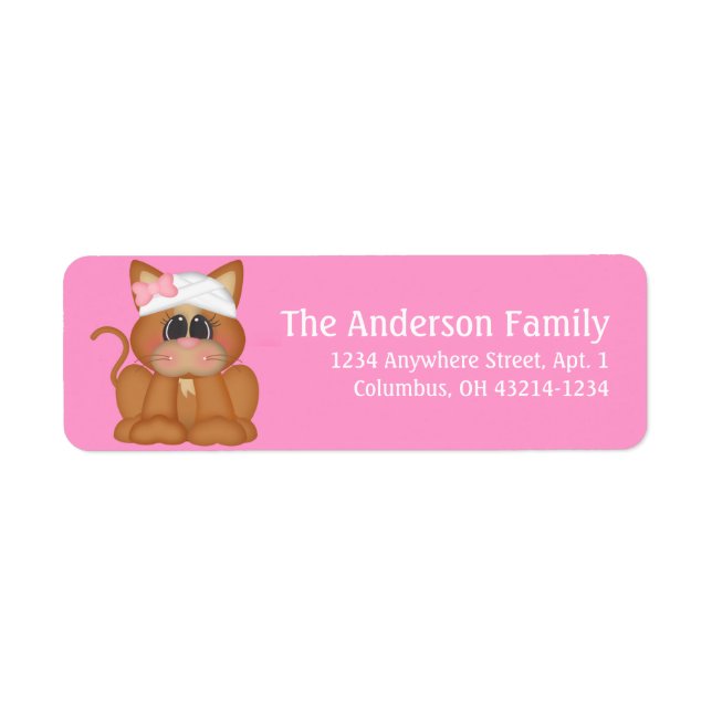 Sick Kitty Cat Return Address Labels (Front)