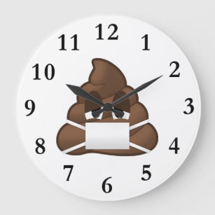 Sick Mask Poop Emoji Large Clock
