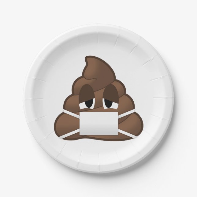 Sick Mask Poop Emoji Paper Plate (Front)
