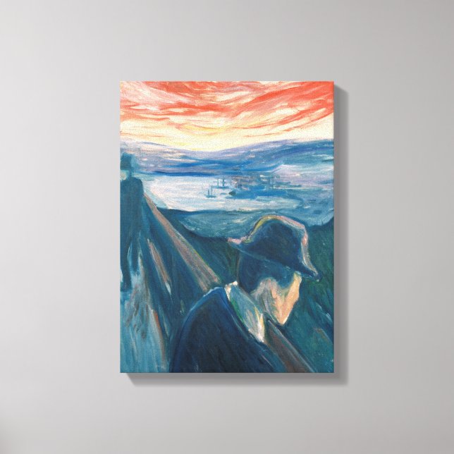 Sick Mood at Sunset, Despair (by Edvard Munch) Canvas Print (Front)