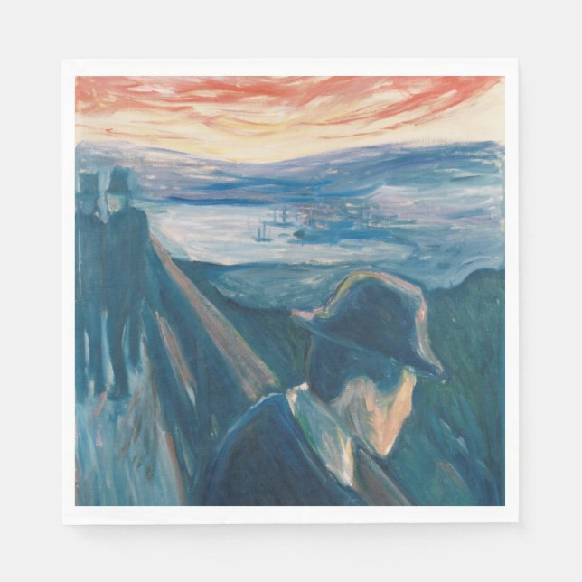 Sick Mood at Sunset, Despair (by Edvard Munch) Napkin (Front)