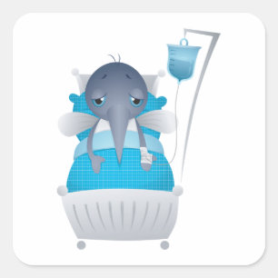 Sick Mosquito In Hospital Square Sticker