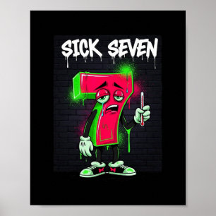 Sick Seven 67 Meme Halloween Costume Fun Retro Hum Poster