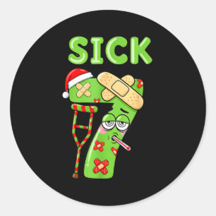Sick Seven Meme 67 Number Santa Hat Christmas Men  Classic Round Sticker