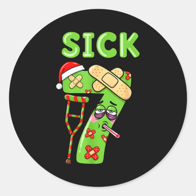 Sick Seven Meme 67 Six Seven Santa Hat Christmas P Classic Round Sticker (Front)