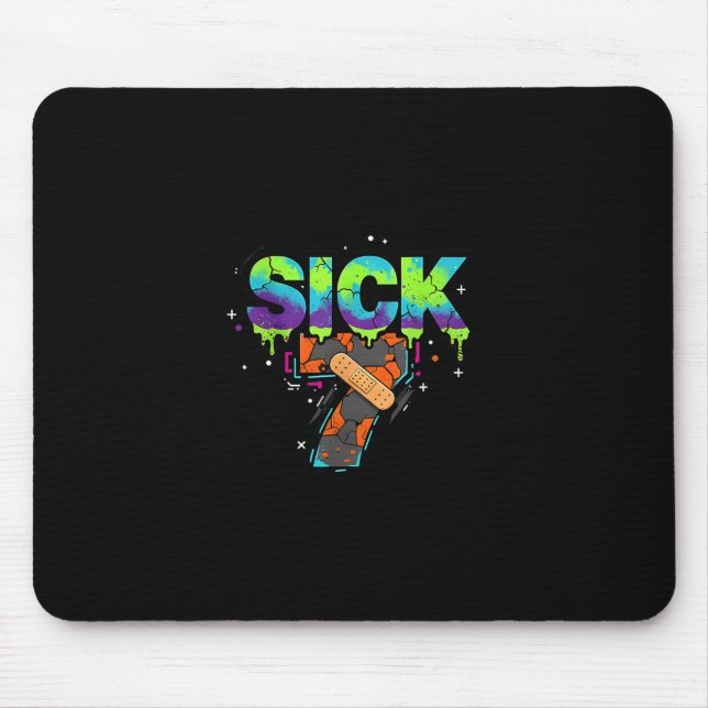 Sick Seven Meme Graffiti Drip Fun Wordplay  Mouse Mat (Front)