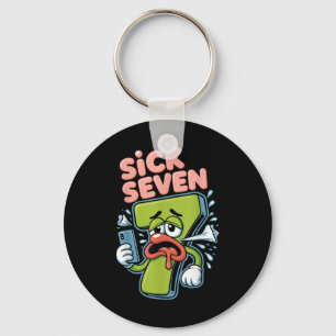 Sick Seven Meme Shirt Six Seven Funny Wordplay  Key Ring