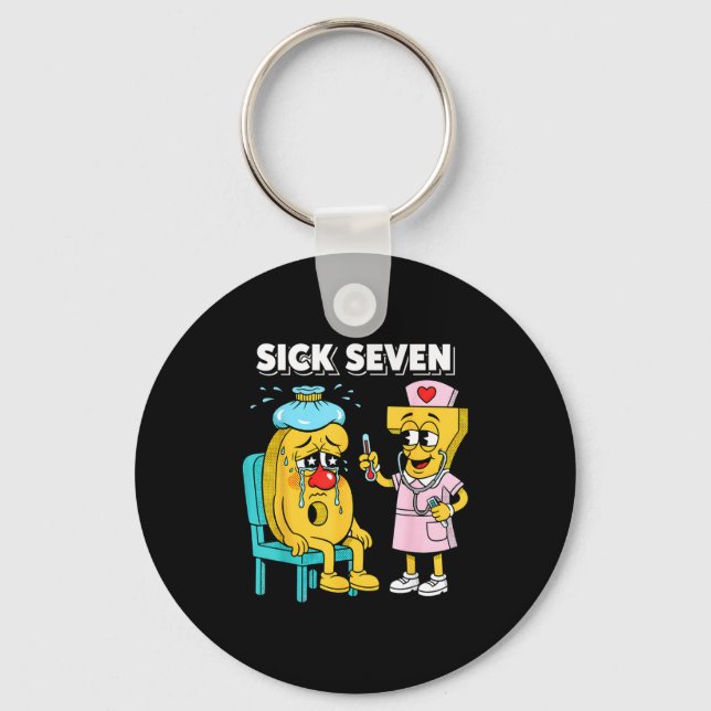 Sick Seven Meme Six Seven Sick 7 Funny Nurse Women Key Ring (Front)