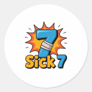 Sick Seven Meme Tee Six Seven Fun Wordplay Classic Round Sticker