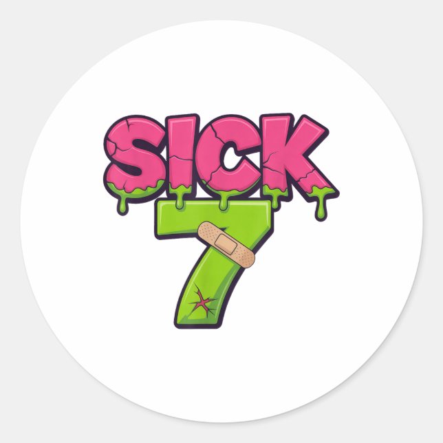 Sick Seven Meme Tee Six Seven Fun Wordplay Drip _2 Classic Round Sticker (Front)