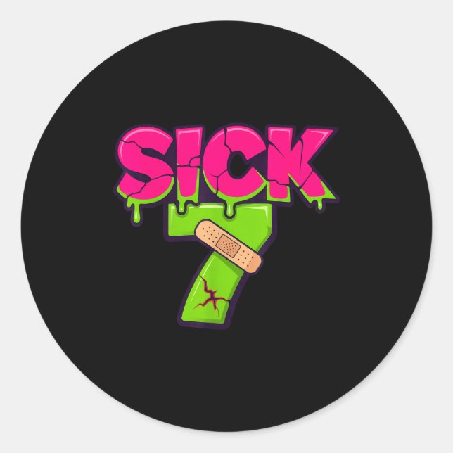 Sick Seven Meme Tee Six Seven Fun Wordplay Drip  Classic Round Sticker (Front)