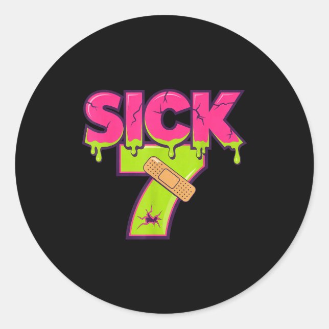 Sick Seven Meme Tee Six Seven Fun Wordplay Drip  Classic Round Sticker (Front)