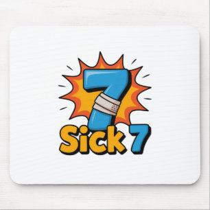 Sick Seven Meme Tee Six Seven Fun Wordplay Mouse Mat