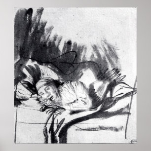 Sick woman in a bed, maybe Saskia Poster