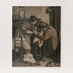 Sick Young Girl Helped by Her Father and Mother Jigsaw Puzzle