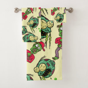 Sick Zombie Pattern Bath Towel Set