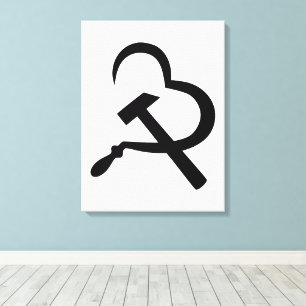 Sickle And Hammer, Heart, Love, Communism Canvas Print