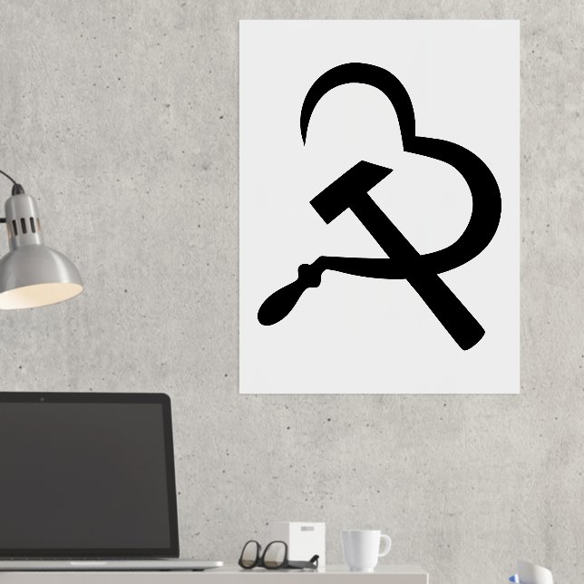 Sickle And Hammer, Heart, Love, Communism Foil Prints (In Situ (Desk 2))