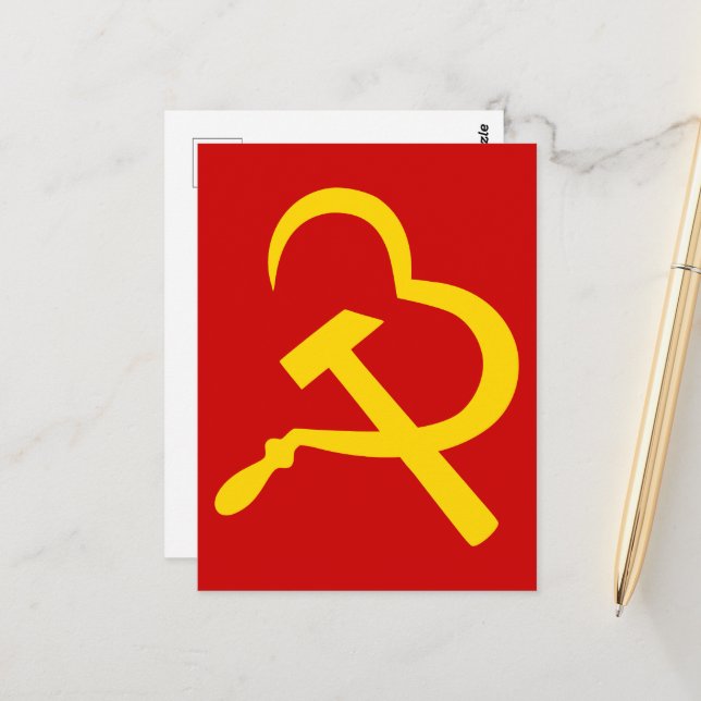 Sickle And Hammer, Heart, Love, Communism Postcard (Front/Back In Situ)