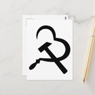 Sickle And Hammer, Heart, Love, Communism Postcard