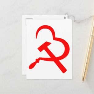 Sickle And Hammer, Heart, Love, Communism Postcard