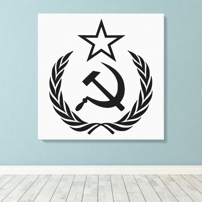 Sickle And Hammer, USSR, CCCP, Communism Canvas Print (Insitu(Wood Floor))