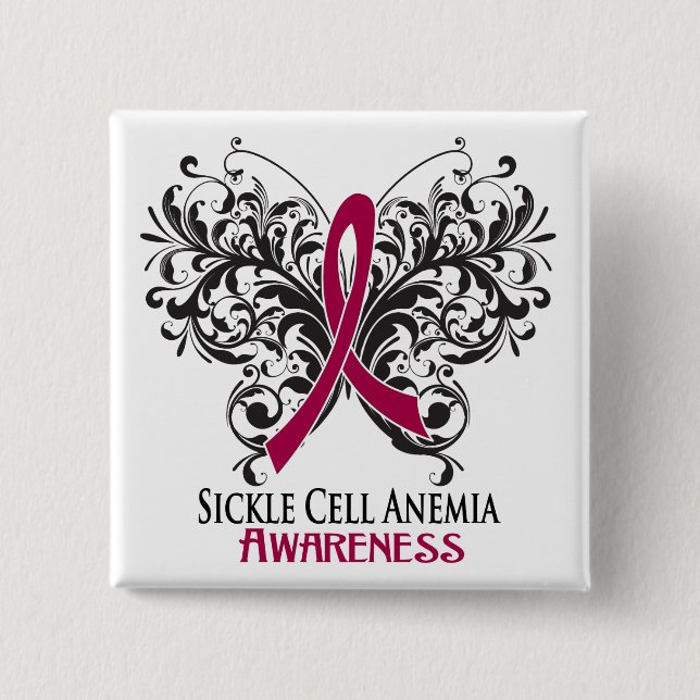 Sickle Cell Anaemia Awareness Butterfly 15 Cm Square Badge (Front)