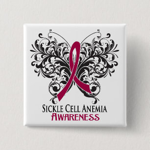 Sickle Cell Anaemia Awareness Butterfly 15 Cm Square Badge