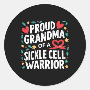Sickle Cell Anaemia Awareness Proud Grandma Warrio Classic Round Sticker