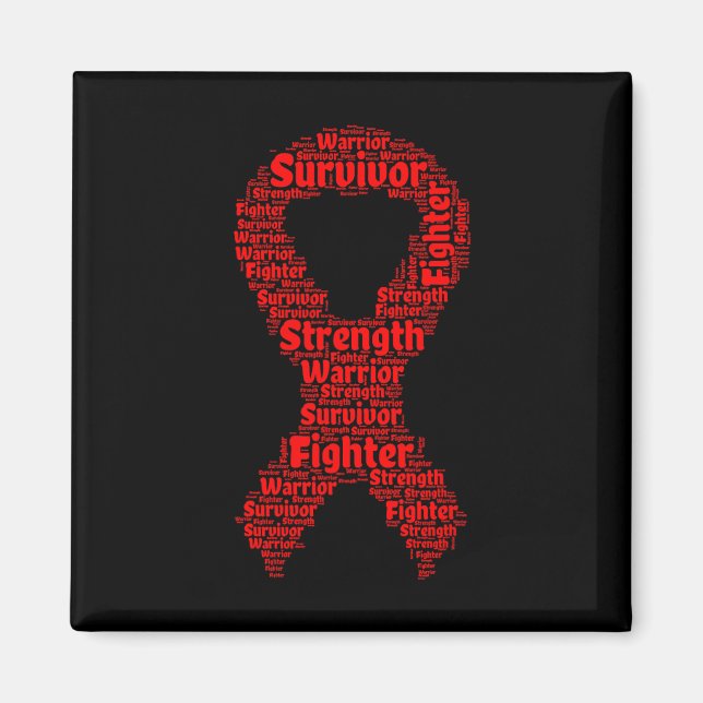 Sickle Cell Anaemia Awareness Red Ribbon With Word Magnet (Front)
