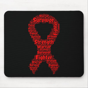 Sickle Cell Anaemia Awareness Red Ribbon With Word Mouse Mat