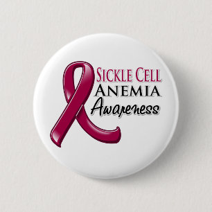 Sickle Cell Anaemia Awareness Ribbon 6 Cm Round Badge