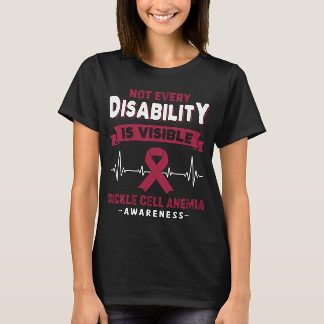 Sickle Cell Anaemia Awareness Ribbon Support Gifts T-Shirt (Front)