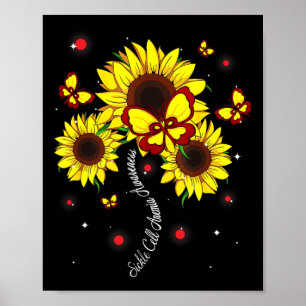 Sickle Cell Anaemia Awareness Sunflower Butterfly  Poster