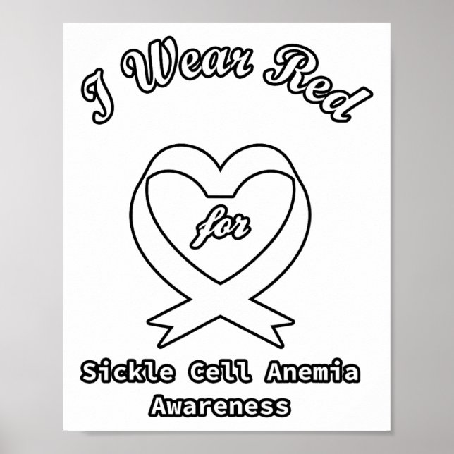 Sickle Cell Anaemia Awareness Support Red Ribbon  Poster (Front)