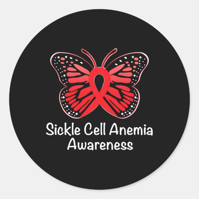 Sickle Cell Anaemia Awareness Warrior Support Red  Classic Round Sticker (Front)