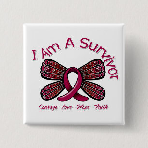 Sickle Cell Anaemia Butterfly I Am A Survivor 15 Cm Square Badge