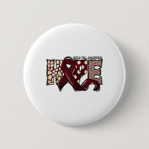 Sickle Cell Anaemia Scd Awareness Month Ribbon Hop 6 Cm Round Badge