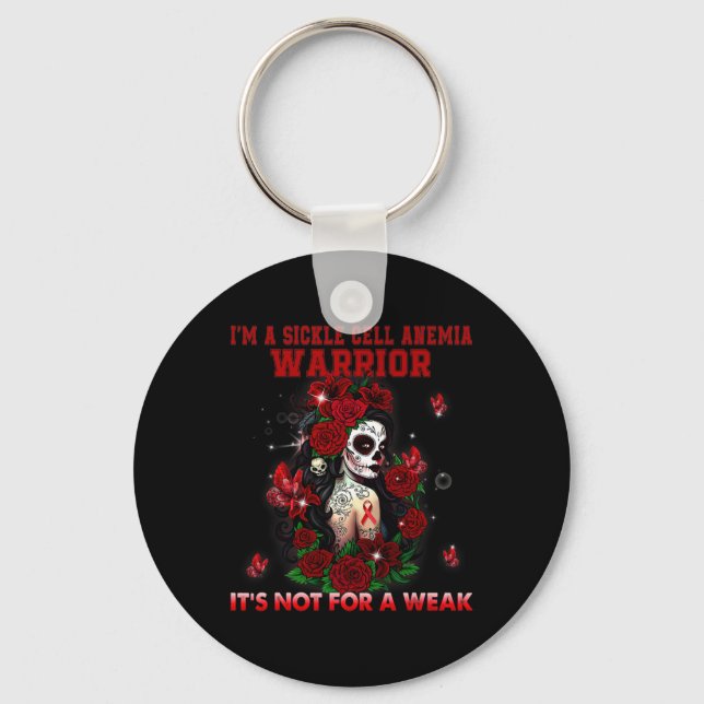 Sickle Cell Anaemia Sugar Skull Butterfly Awarenes Key Ring (Front)