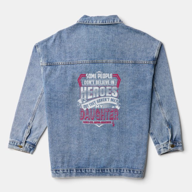 Sickle Cell Anaemia Warrior I Wear Burgundy For My Denim Jacket (Back)