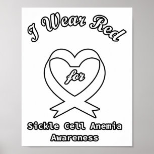 Sickle Cell Anemia Awareness Support Red Ribbon  Poster
