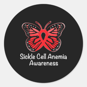 Sickle Cell Anemia Awareness Warrior Support Red R Classic Round Sticker
