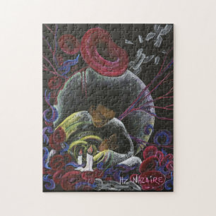 Sickle Cell Awareness Art - Need Not Suffer Alone Jigsaw Puzzle