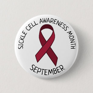 Sickle Cell Awareness Burgundy Ribbon 6 Cm Round Badge
